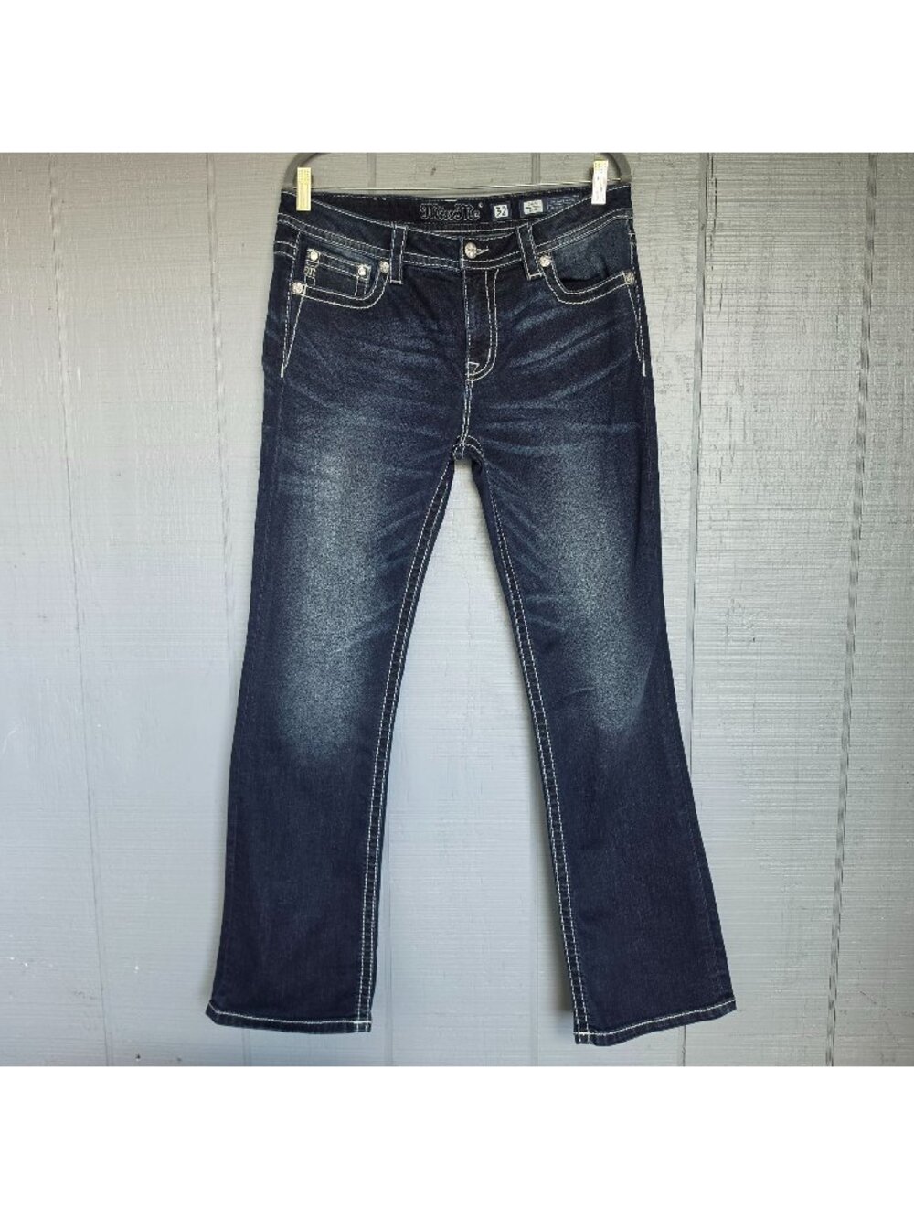 Miss Me Chloe Bootcut Jeans Size 32 Dark Wash Rhinestone Embellished Western Y2K
